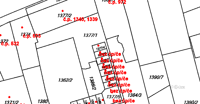 Holešov 41063619 na parcele st. 1377/6 v KÚ Holešov, Katastrální mapa