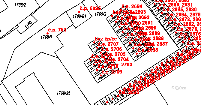 Jihlava 44506619 na parcele st. 1769/48 v KÚ Jihlava, Katastrální mapa