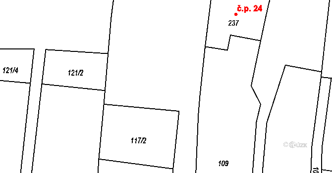 Brumovice 25 na parcele st. 240 v KÚ Brumovice u Opavy, Katastrální mapa