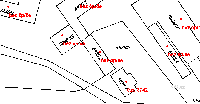 Prostějov 48134619 na parcele st. 5935/2 v KÚ Prostějov, Katastrální mapa