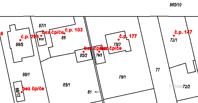 Vřesina 48516619 na parcele st. 78/3 v KÚ Vřesina u Opavy, Katastrální mapa