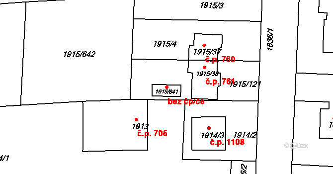Třeboň 48991619 na parcele st. 1915/641 v KÚ Třeboň, Katastrální mapa