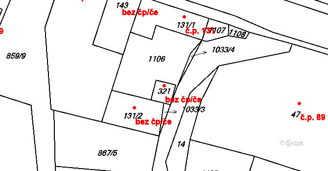 Černuc 49002619 na parcele st. 321 v KÚ Černuc, Katastrální mapa