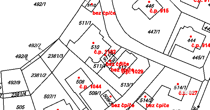 Teplice 49326619 na parcele st. 511/3 v KÚ Teplice-Trnovany, Katastrální mapa