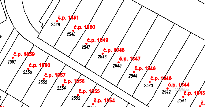 Uherský Brod 1848 na parcele st. 2546 v KÚ Uherský Brod, Katastrální mapa