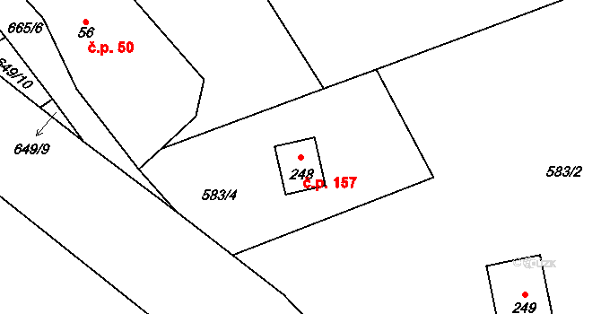 Juřinka 157, Valašské Meziříčí na parcele st. 248 v KÚ Juřinka, Katastrální mapa