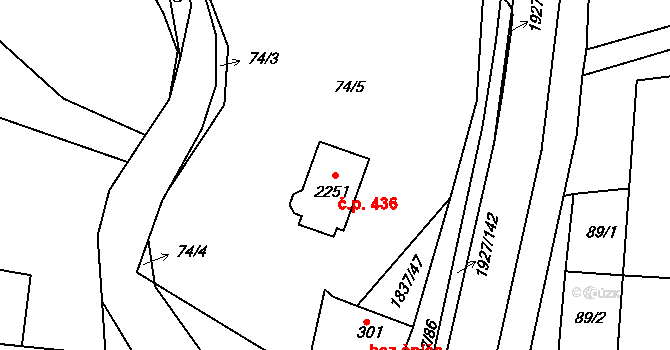 Lačnov 436, Svitavy na parcele st. 2251 v KÚ Moravský Lačnov, Katastrální mapa