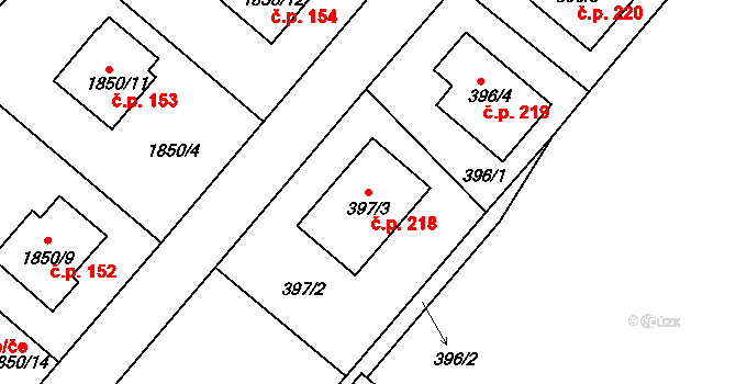 Malé Předměstí 218, Horšovský Týn na parcele st. 397/3 v KÚ Horšovský Týn, Katastrální mapa