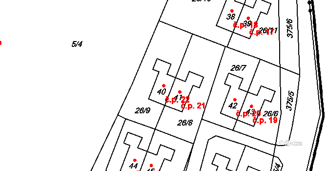 Krukanice 22, Pernarec na parcele st. 40 v KÚ Krukanice, Katastrální mapa