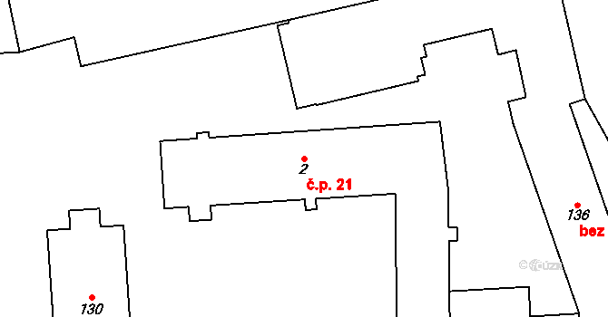 Lukavice 21 na parcele st. 2 v KÚ Lukavice na Moravě, Katastrální mapa