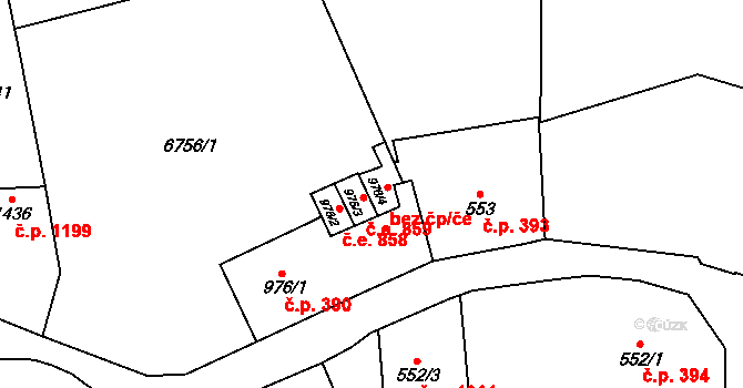 Žatec 859 na parcele st. 976/3 v KÚ Žatec, Katastrální mapa
