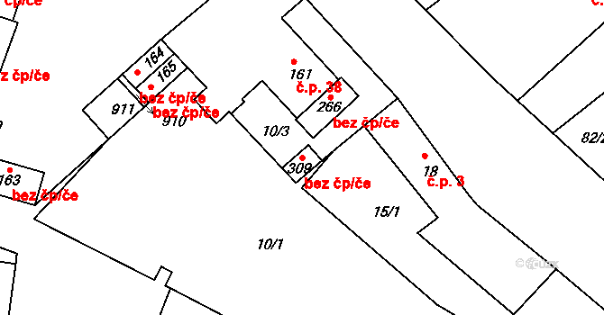 Bechlín 95462619 na parcele st. 309 v KÚ Předonín, Katastrální mapa