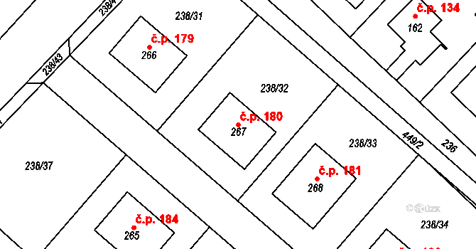 Valy 180 na parcele st. 267 v KÚ Valy nad Labem, Katastrální mapa