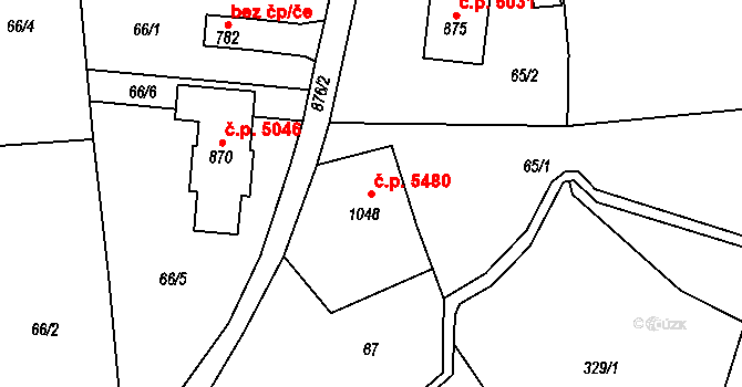 Kokonín 5480, Jablonec nad Nisou na parcele st. 1048 v KÚ Kokonín, Katastrální mapa
