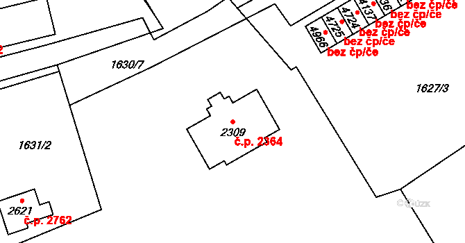 Jablonec nad Nisou 2364 na parcele st. 2309 v KÚ Jablonec nad Nisou, Katastrální mapa