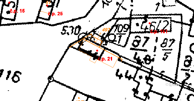 Vanovice 21, Všejany na parcele st. 44 v KÚ Všejany, Katastrální mapa