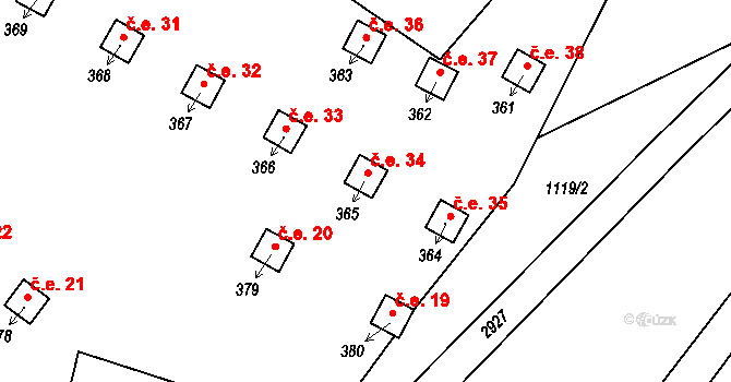 Heřmanice v Podještědí 34, Jablonné v Podještědí na parcele st. 365 v KÚ Heřmanice v Podještědí, Katastrální mapa