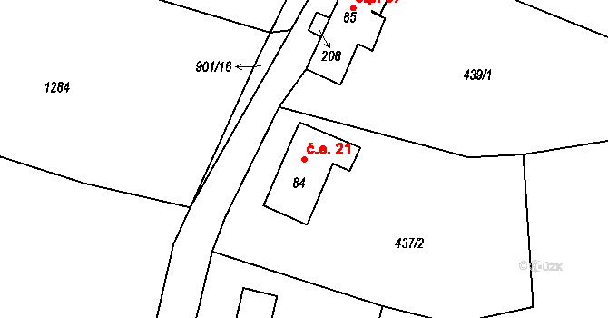 Lvová 21, Jablonné v Podještědí na parcele st. 84 v KÚ Lvová, Katastrální mapa
