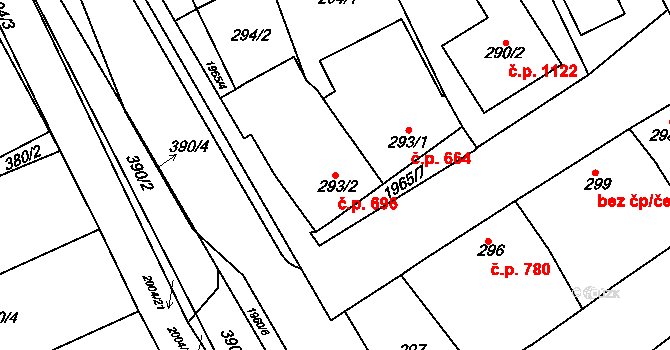 Mistřín 696, Svatobořice-Mistřín na parcele st. 293/2 v KÚ Mistřín, Katastrální mapa