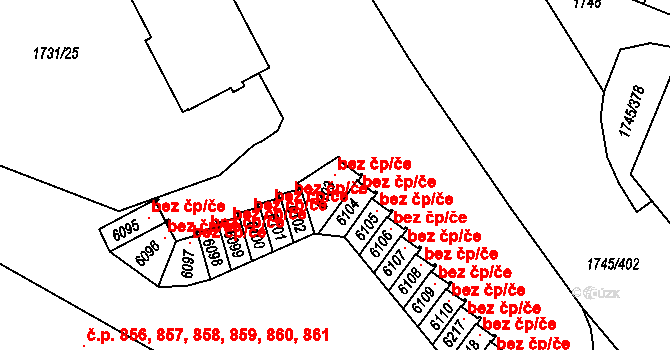 Třebíč 147321620 na parcele st. 6103 v KÚ Třebíč, Katastrální mapa