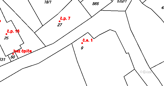 Dolní Chobolice 1, Liběšice na parcele st. 9 v KÚ Dolní Chobolice, Katastrální mapa