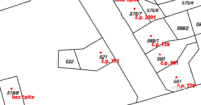 Ústí nad Labem-centrum 771, Ústí nad Labem na parcele st. 521 v KÚ Ústí nad Labem, Katastrální mapa