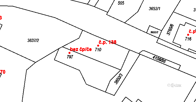 Dolní Čermná 138 na parcele st. 710 v KÚ Dolní Čermná, Katastrální mapa