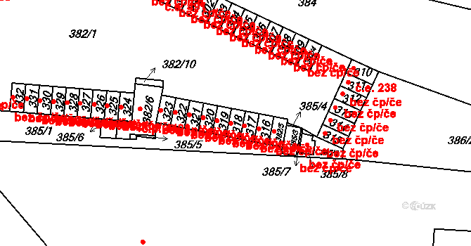 Židenice 247, Brno na parcele st. 318 v KÚ Židenice, Katastrální mapa