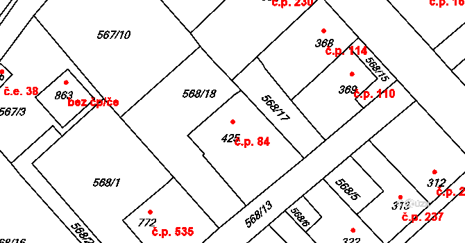 Borohrádek 84 na parcele st. 425 v KÚ Borohrádek, Katastrální mapa