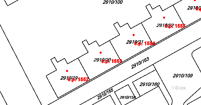 Nusle 1553, Praha na parcele st. 2910/20 v KÚ Nusle, Katastrální mapa