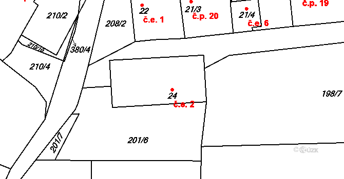 Skuhrov 2, Počepice na parcele st. 24 v KÚ Skuhrov u Počepic, Katastrální mapa
