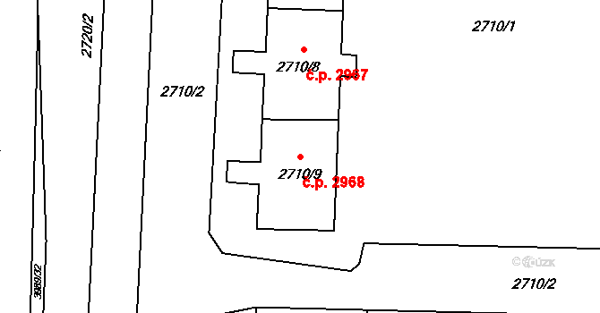 Hranice 2968, Karviná na parcele st. 2710/9 v KÚ Karviná-město, Katastrální mapa
