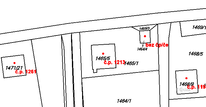 Ráj 1213, Karviná na parcele st. 1465/5 v KÚ Ráj, Katastrální mapa