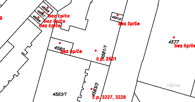 Prostějov 2531 na parcele st. 4581/1 v KÚ Prostějov, Katastrální mapa