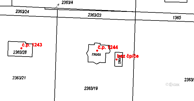 Dolní Lutyně 1244 na parcele st. 2363/29 v KÚ Dolní Lutyně, Katastrální mapa
