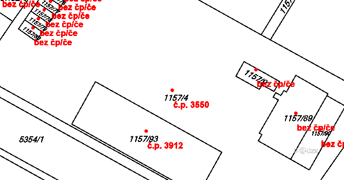Znojmo 3550 na parcele st. 1157/4 v KÚ Znojmo-město, Katastrální mapa