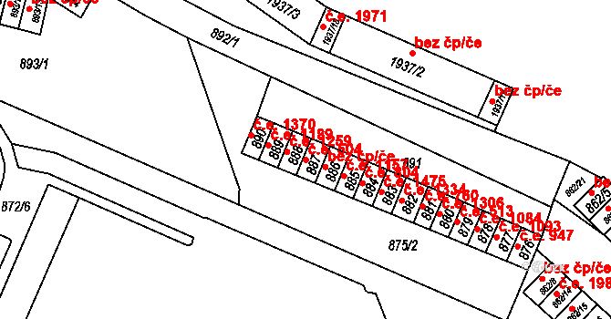 Chomutov 504 na parcele st. 887 v KÚ Chomutov I, Katastrální mapa