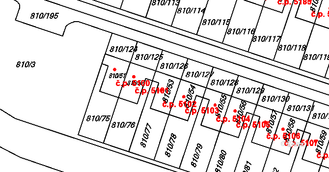 Proseč nad Nisou 5102, Jablonec nad Nisou na parcele st. 810/53 v KÚ Proseč nad Nisou, Katastrální mapa
