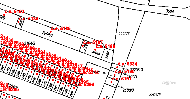 Kadaň 5188 na parcele st. 2099/5 v KÚ Kadaň, Katastrální mapa