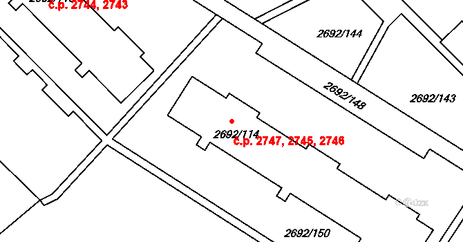 Varnsdorf 2745,2746,2747 na parcele st. 2692/114 v KÚ Varnsdorf, Katastrální mapa