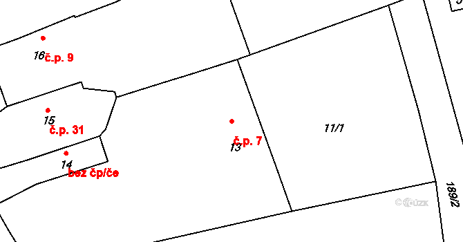 Zdeslav 7, Poleň na parcele st. 13 v KÚ Zdeslav, Katastrální mapa