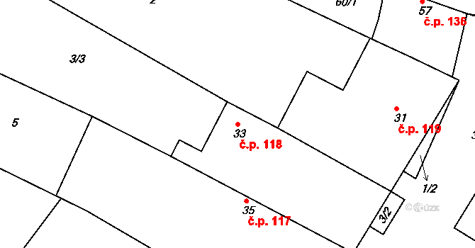 Šardičky 118, Kojátky na parcele st. 33 v KÚ Šardičky, Katastrální mapa