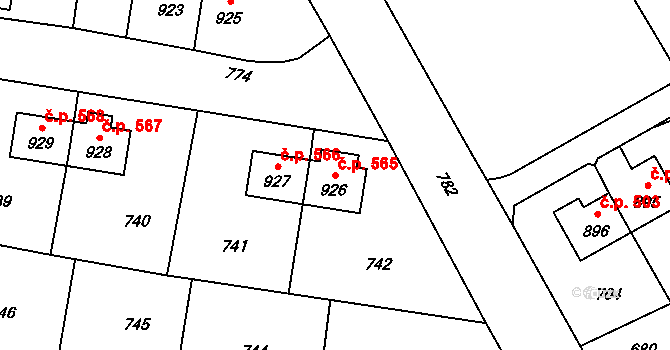 Heřmanice 565, Ostrava na parcele st. 926 v KÚ Heřmanice, Katastrální mapa