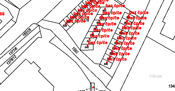 Čerčany 39307620 na parcele st. 848 v KÚ Čerčany, Katastrální mapa