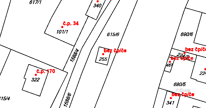 Ústí 40672620 na parcele st. 255 v KÚ Ústí u Vsetína, Katastrální mapa