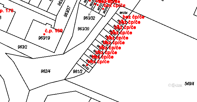 Hodonice 40973620 na parcele st. 961/15 v KÚ Hodonice, Katastrální mapa