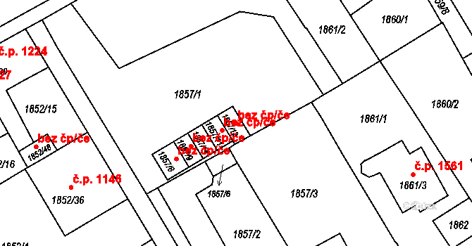 Holešov 41372620 na parcele st. 1857/12 v KÚ Holešov, Katastrální mapa