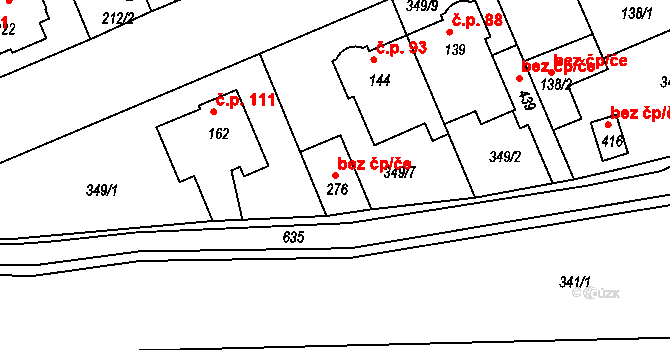 Slaný 42373620 na parcele st. 276 v KÚ Kvíc, Katastrální mapa