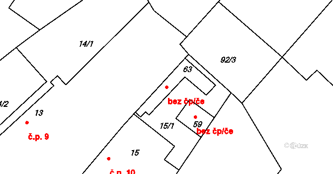 Křinec 43148620 na parcele st. 63 v KÚ Mečíř, Katastrální mapa