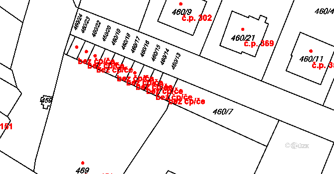 Opava 43785620 na parcele st. 460/13 v KÚ Malé Hoštice, Katastrální mapa